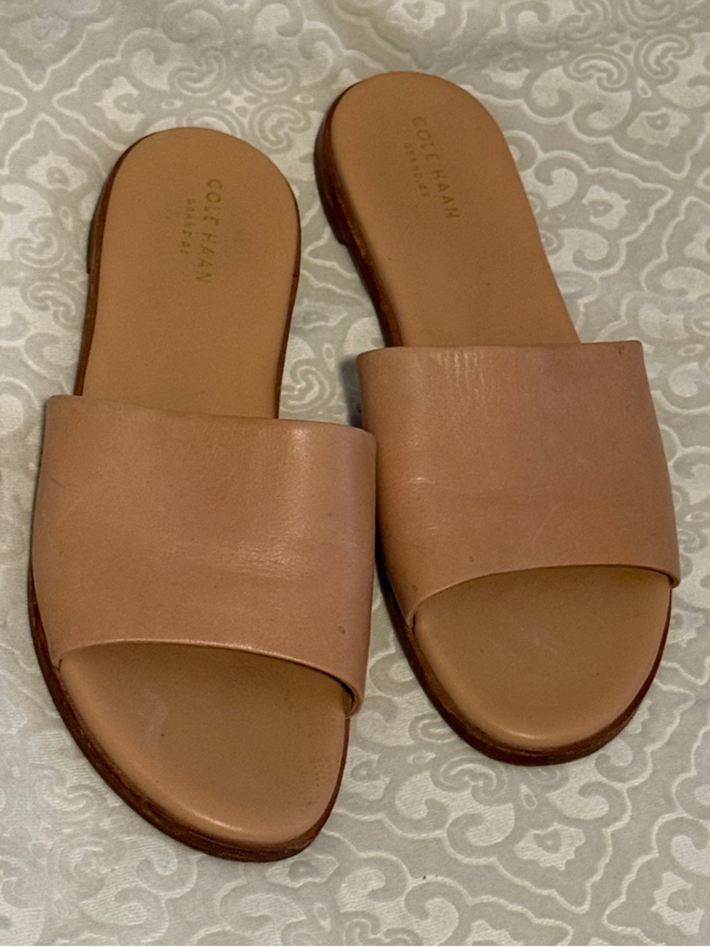 Cole Haan Nude Leather Slide Sandals